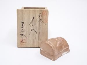 萩焼　渡辺城山造　竹香合